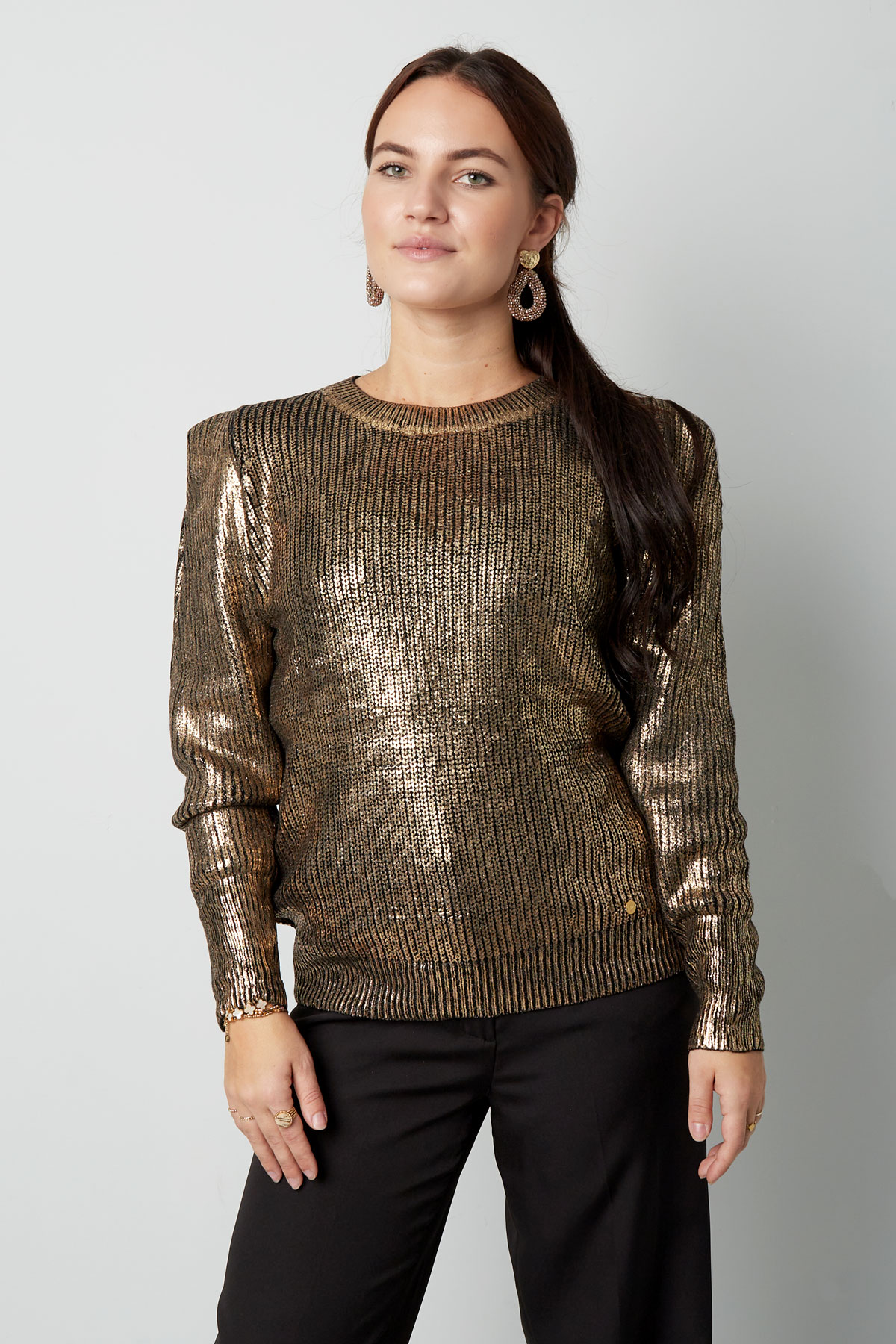 Knitted metallic city sweater - gold Picture7